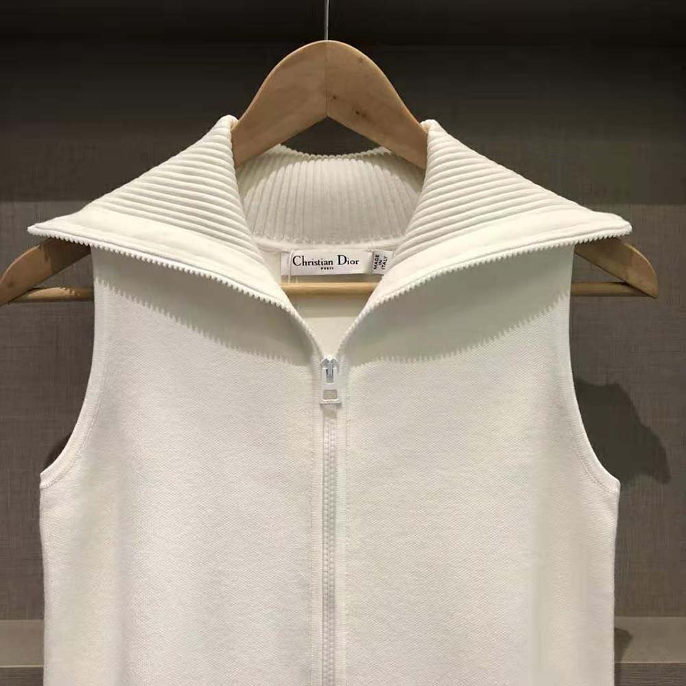 Dior Women Cropped Fitted Dress White Technical Stretch Pique - image 5
