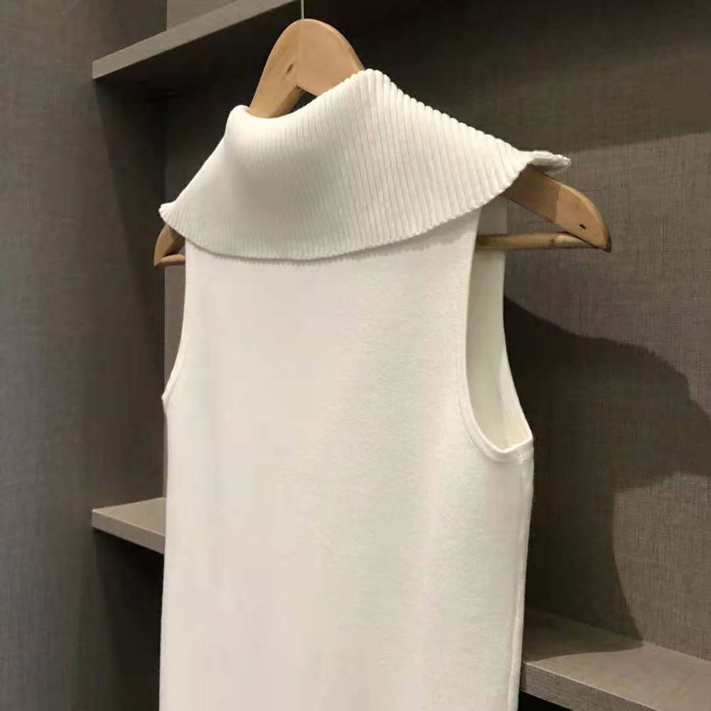 Dior Women Cropped Fitted Dress White Technical Stretch Pique - image 7