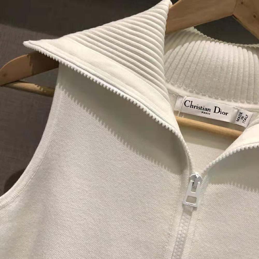 Dior Women Cropped Fitted Dress White Technical Stretch Pique - image 9