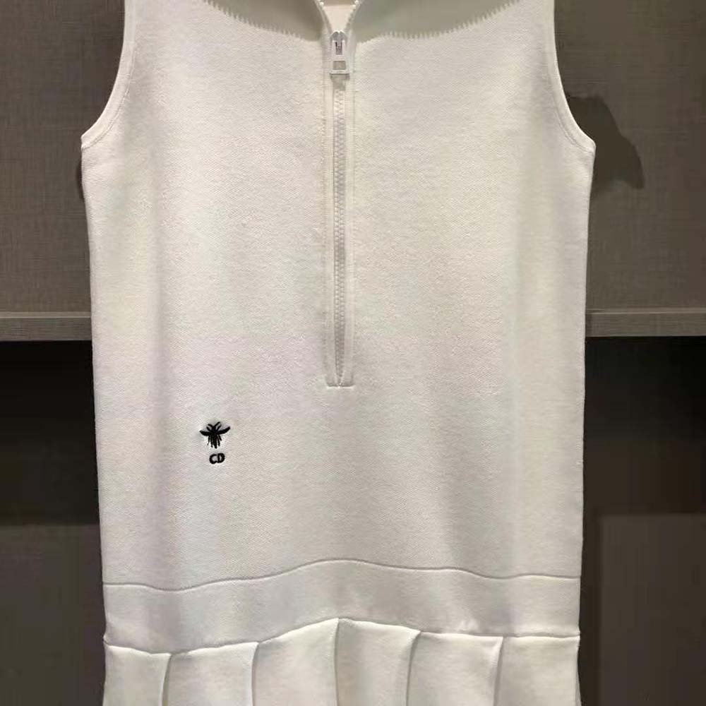 Dior Women Cropped Fitted Dress White Technical Stretch Pique - image 8