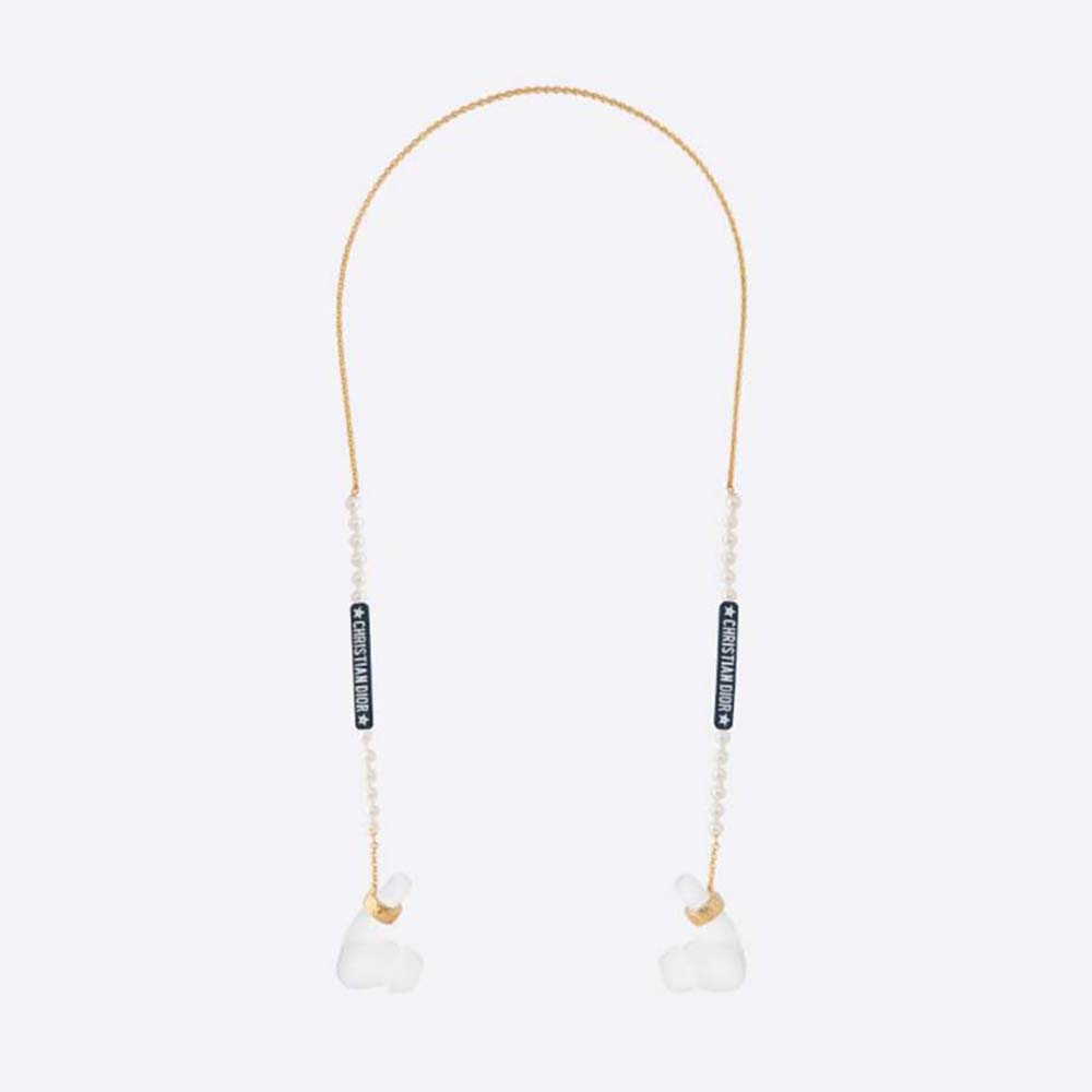 Front view of Dior Women D-Vibe Necklace for Headphones Gold-Finish Metal
