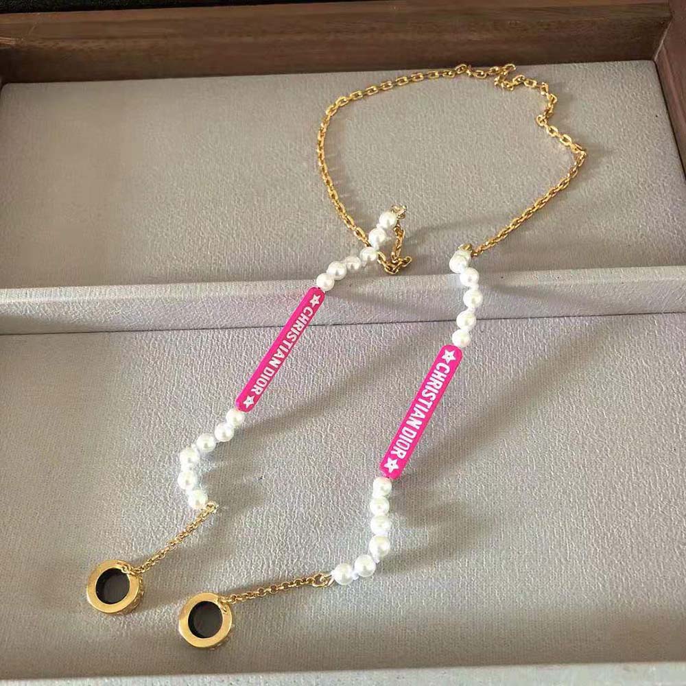 Dior Women D-Vibe Necklace for Headphones Gold-Finish Metal and White Resin Pearls - image 8