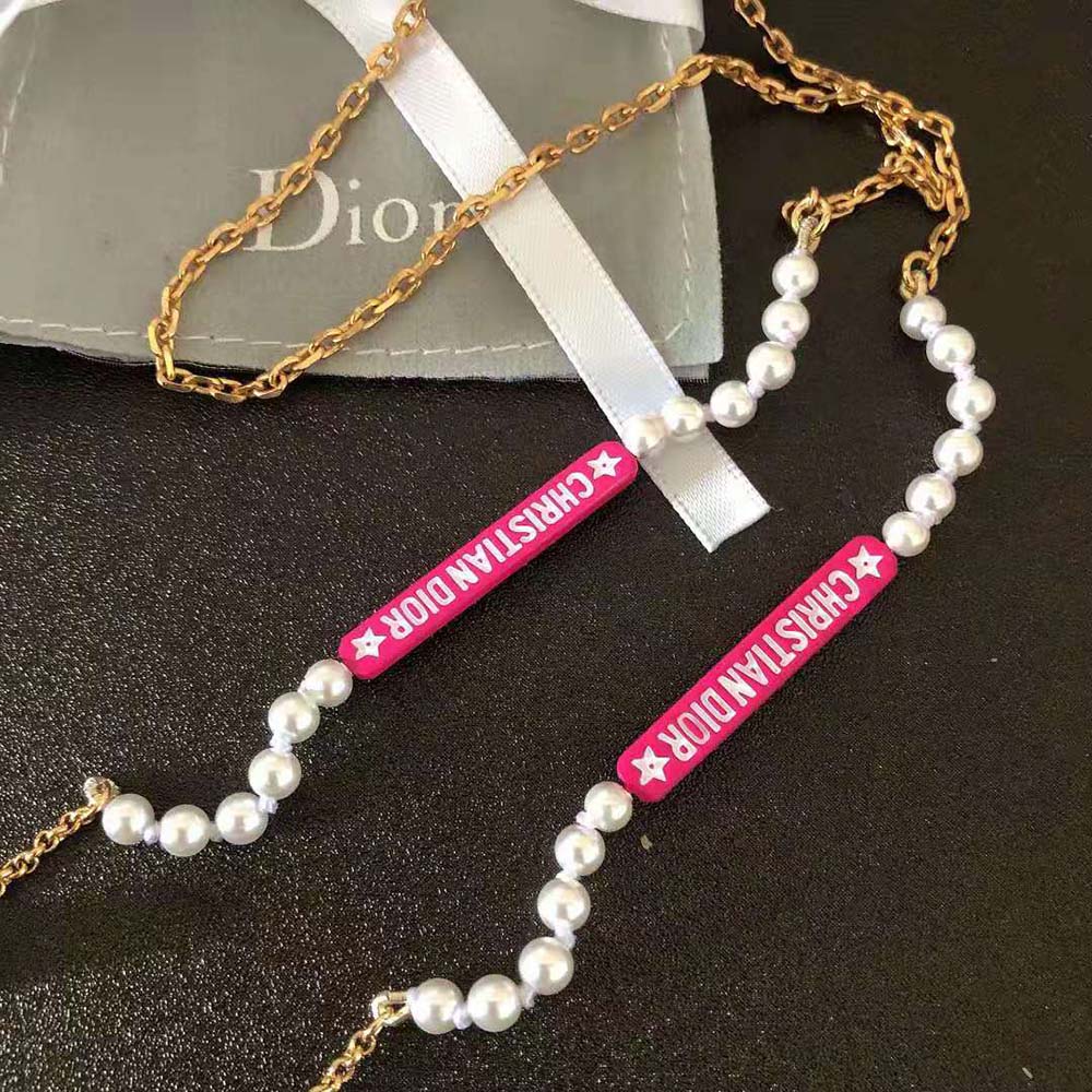 Dior Women D-Vibe Necklace for Headphones Gold-Finish Metal and White Resin Pearls - image 7