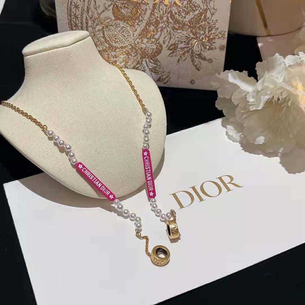 Dior Women D-Vibe Necklace for Headphones Gold-Finish Metal and White Resin Pearls - image 6