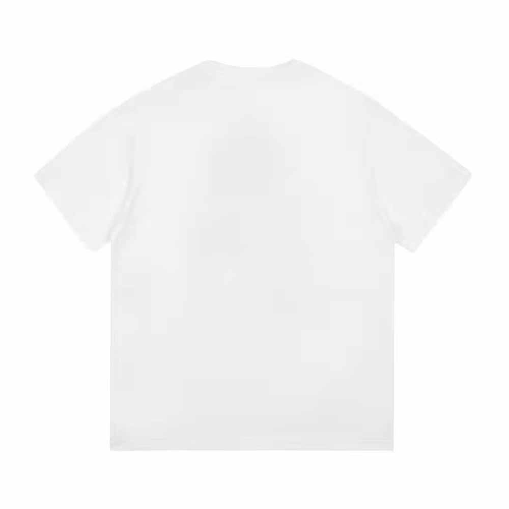 Side angle of oversized relaxed fit on Dior white cotton jersey T-shirt