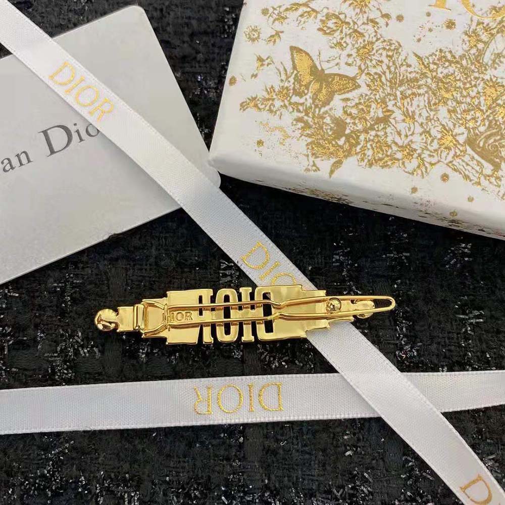 Dior Women Dio(r)evolution Barrette Gold-Finish Metal with White Crystals and White Resin Pearls - image 7