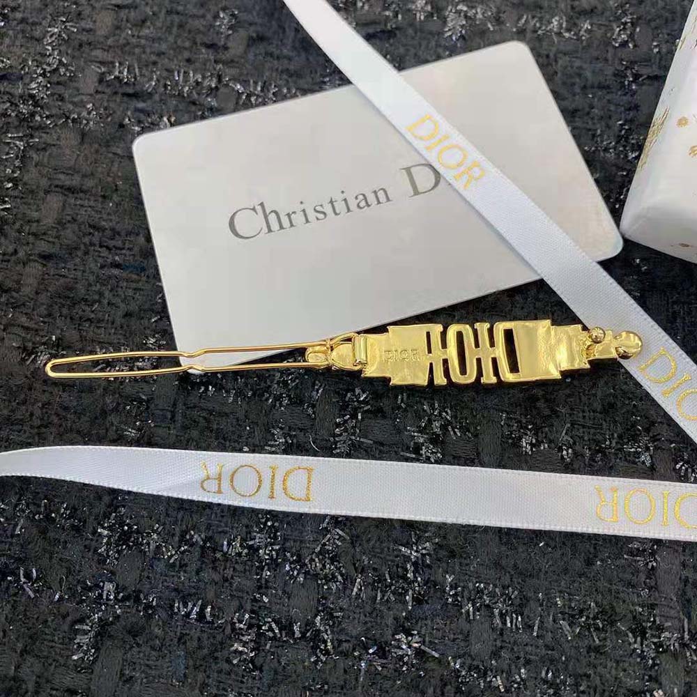 Dior Women Dio(r)evolution Barrette Gold-Finish Metal with White Crystals and White Resin Pearls - image 4