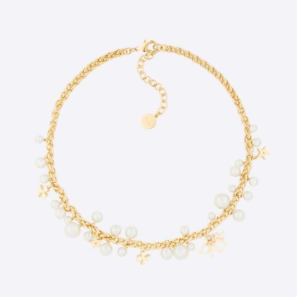 Close-up of Dior Women Dio(r)evolution Necklace gold-finish metal and pearls