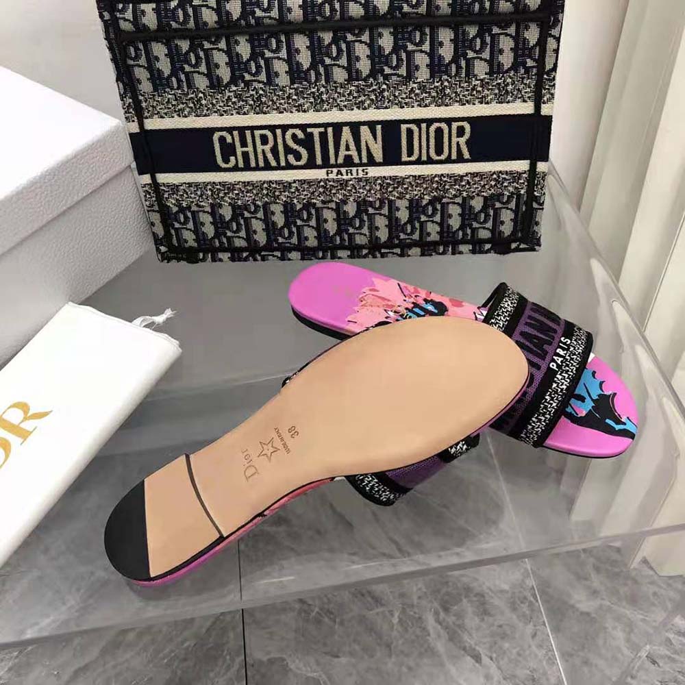 Dior Women Dway Slide Purple Multicolor D-Flower Pop Cotton Embroidery - image 10