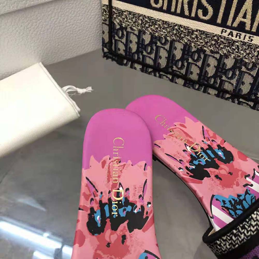 Dior Women Dway Slide Purple Multicolor D-Flower Pop Cotton Embroidery - image 9