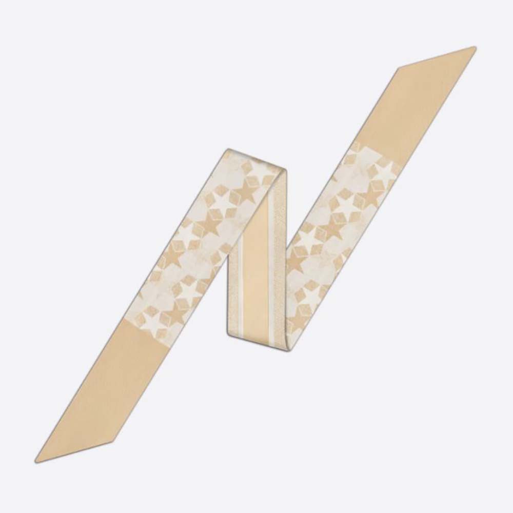Front view of Dior Women Etoile Mitzah Scarf Gold-Tone Silk Twill