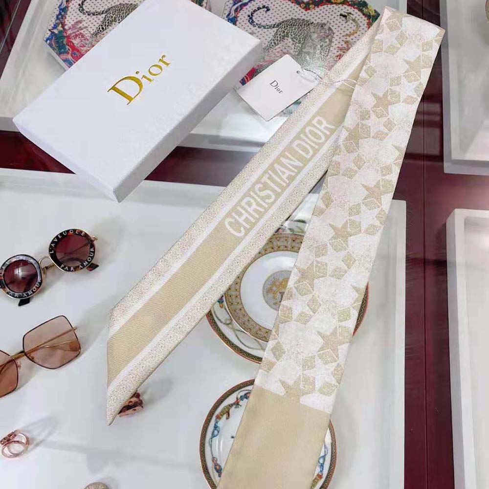 Dior Women Etoile Mitzah Scarf Gold-Tone Silk Twill - image 5