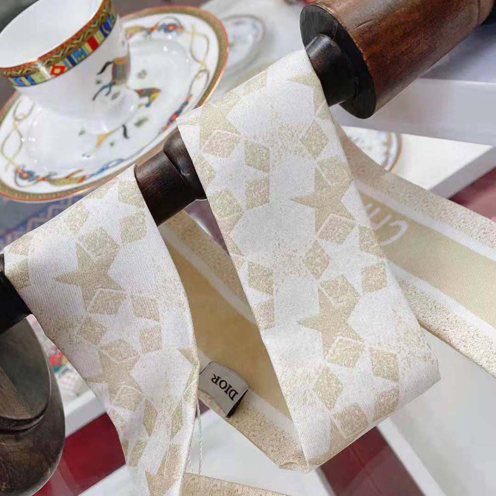 Dior Women Etoile Mitzah Scarf Gold-Tone Silk Twill - image 8