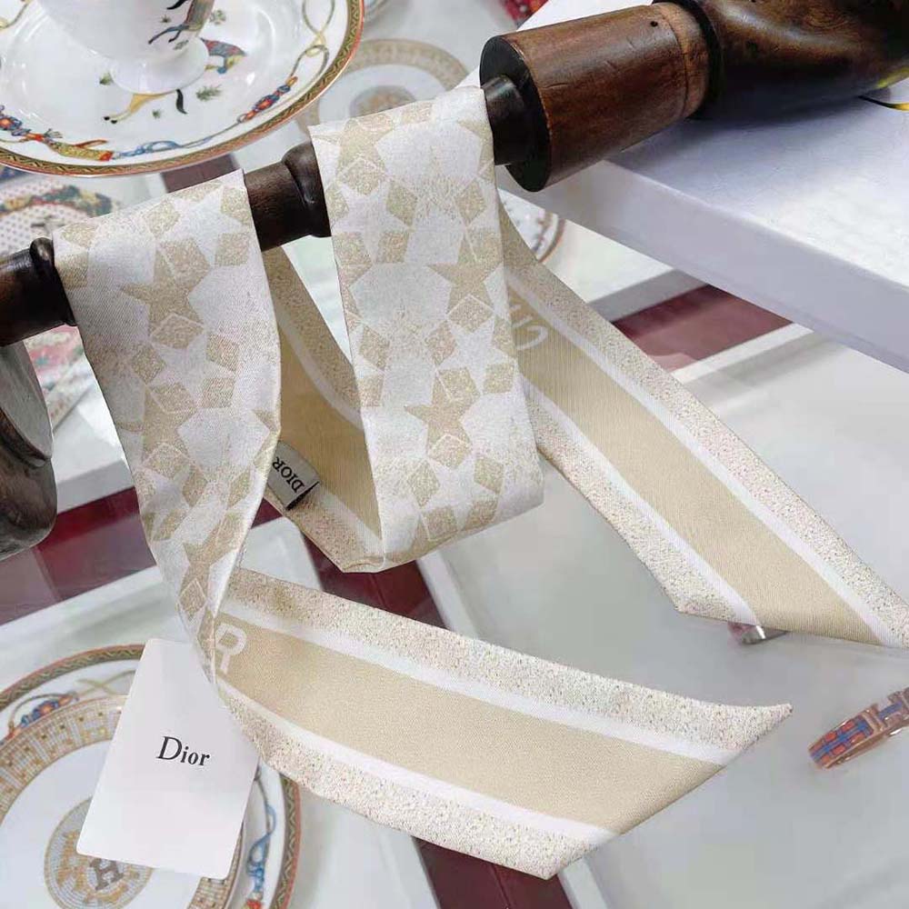 Dior Women Etoile Mitzah Scarf Gold-Tone Silk Twill - image 7