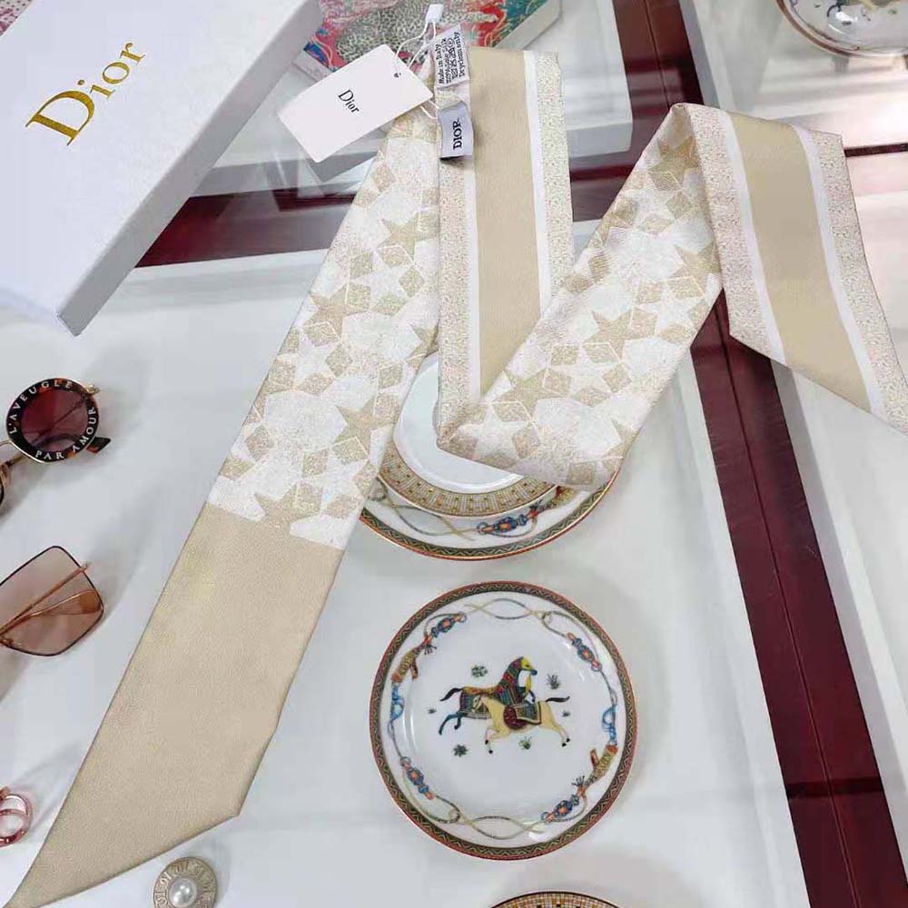 Dior Women Etoile Mitzah Scarf Gold-Tone Silk Twill - image 6