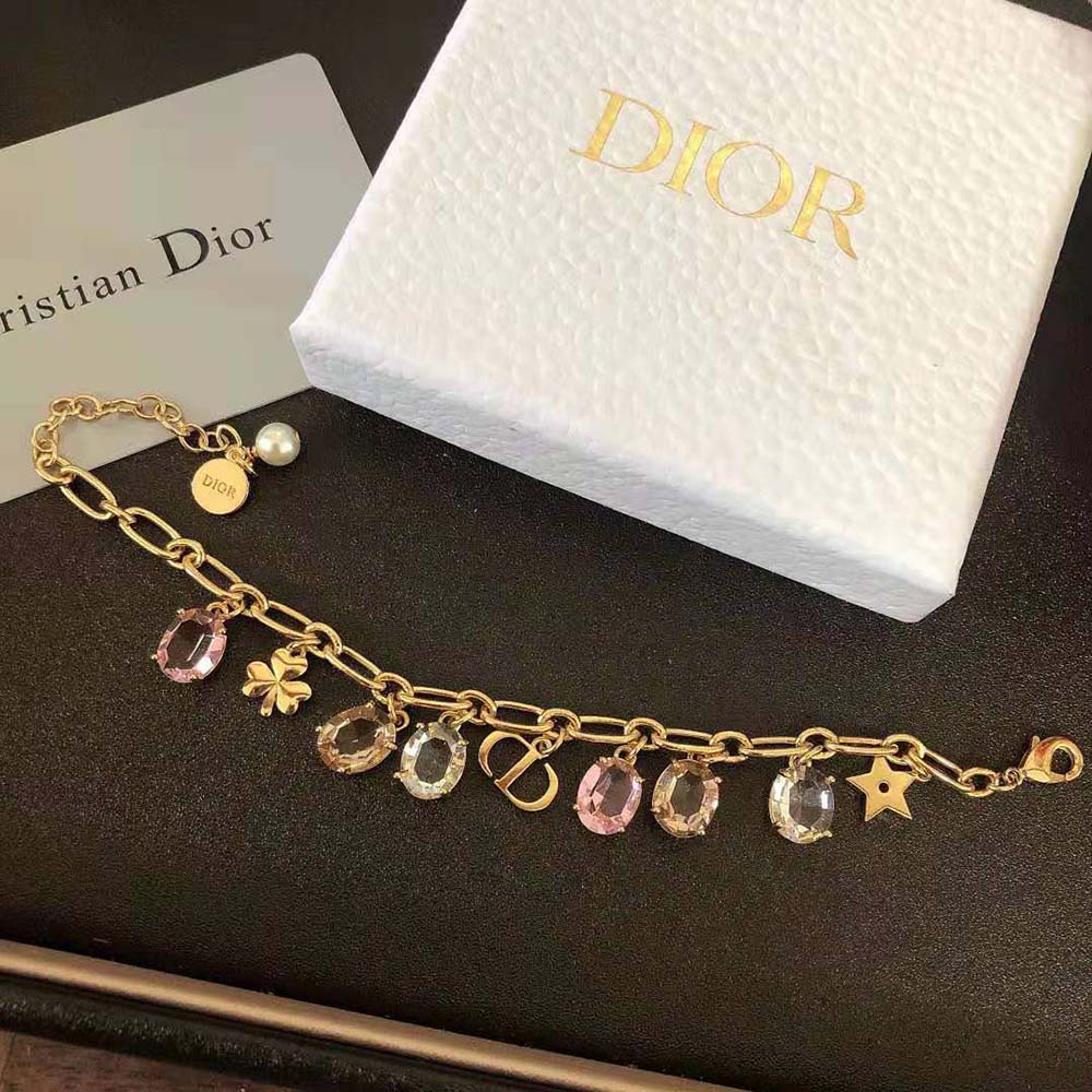 Dior Women Gold-Finish Metal with White Resin Pearl and Multicolor Crystals - image 7
