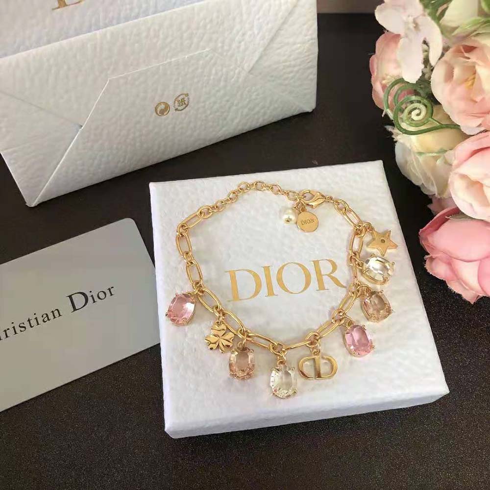 Dior Women Gold-Finish Metal with White Resin Pearl and Multicolor Crystals - image 6