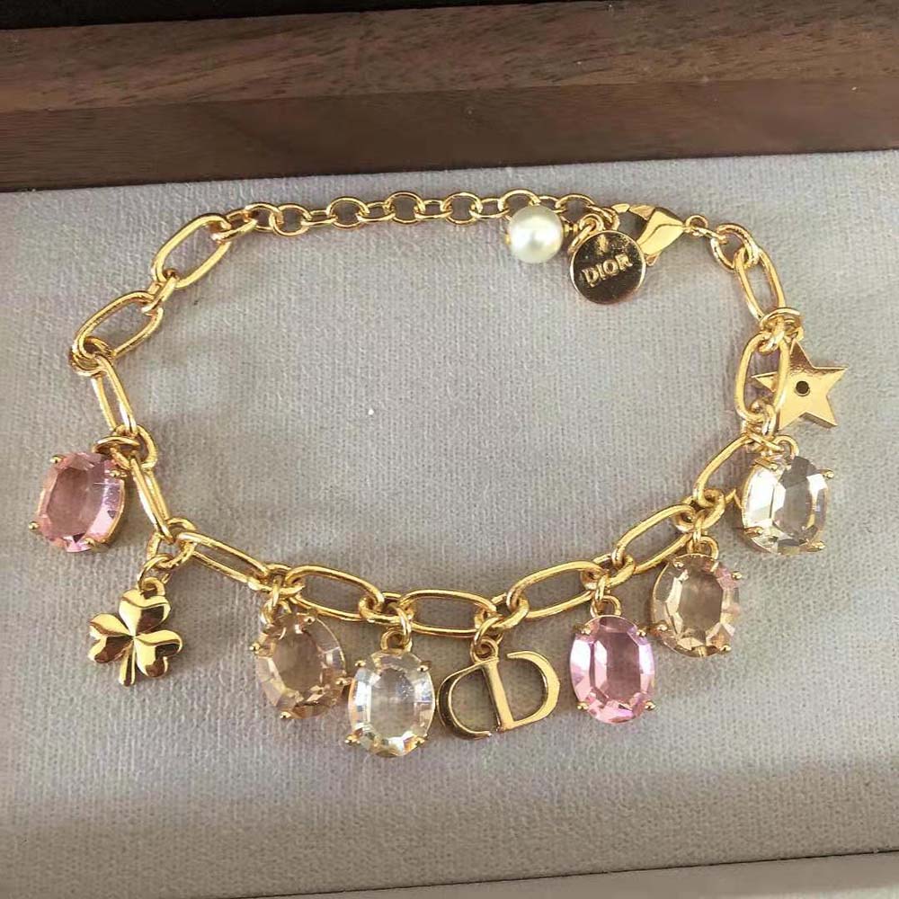 Dior Women Gold-Finish Metal with White Resin Pearl and Multicolor Crystals - image 4