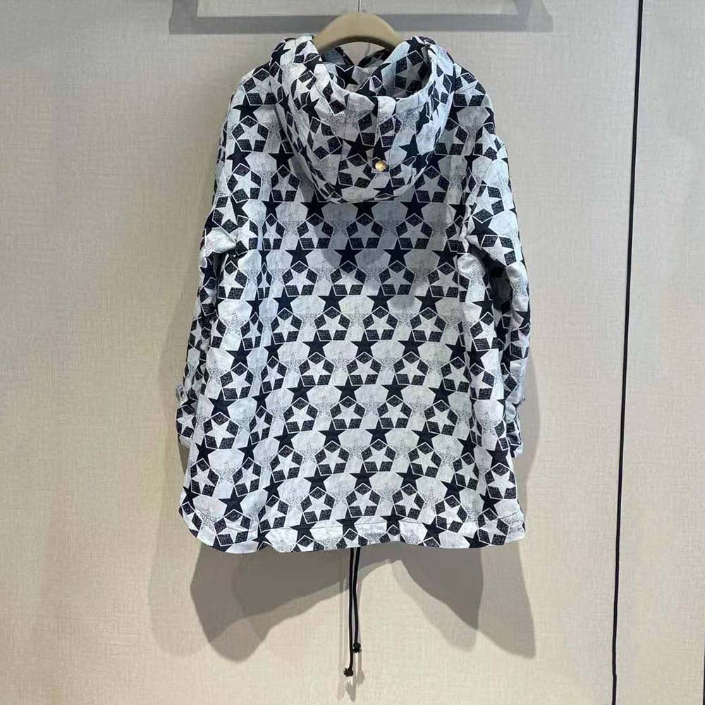 Side angle showing relaxed silhouette of Dior Women Hooded Anorak