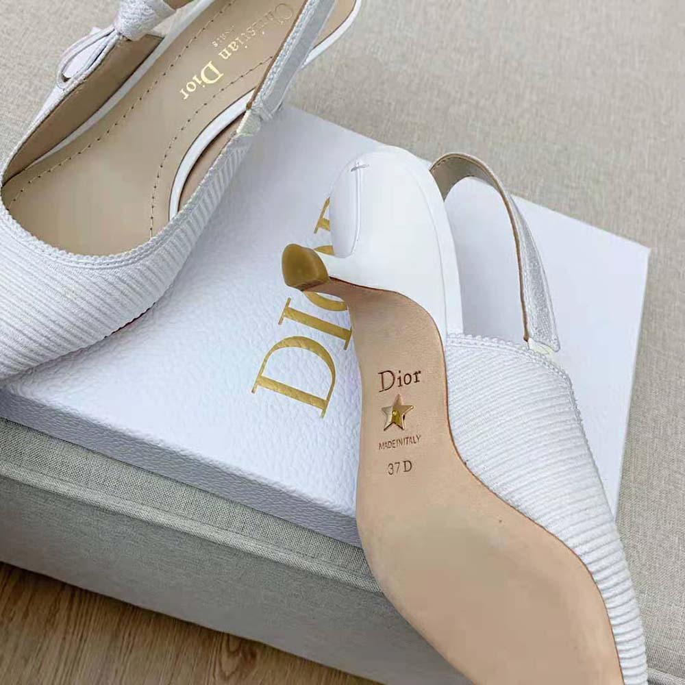 Dior Women J Adior Slingback Pump White Cotton Embroidery - image 10