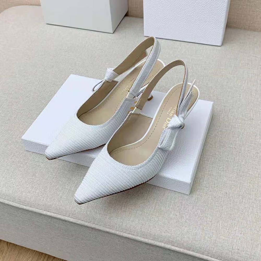 Rear view showing adjustable slingback strap on Dior Women J Adior pump