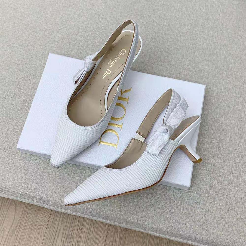 Dior Women J Adior Slingback Pump White Cotton Embroidery - image 4