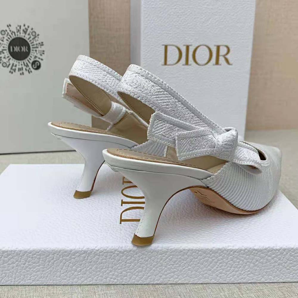 Dior Women J Adior Slingback Pump White Cotton Embroidery - image 7