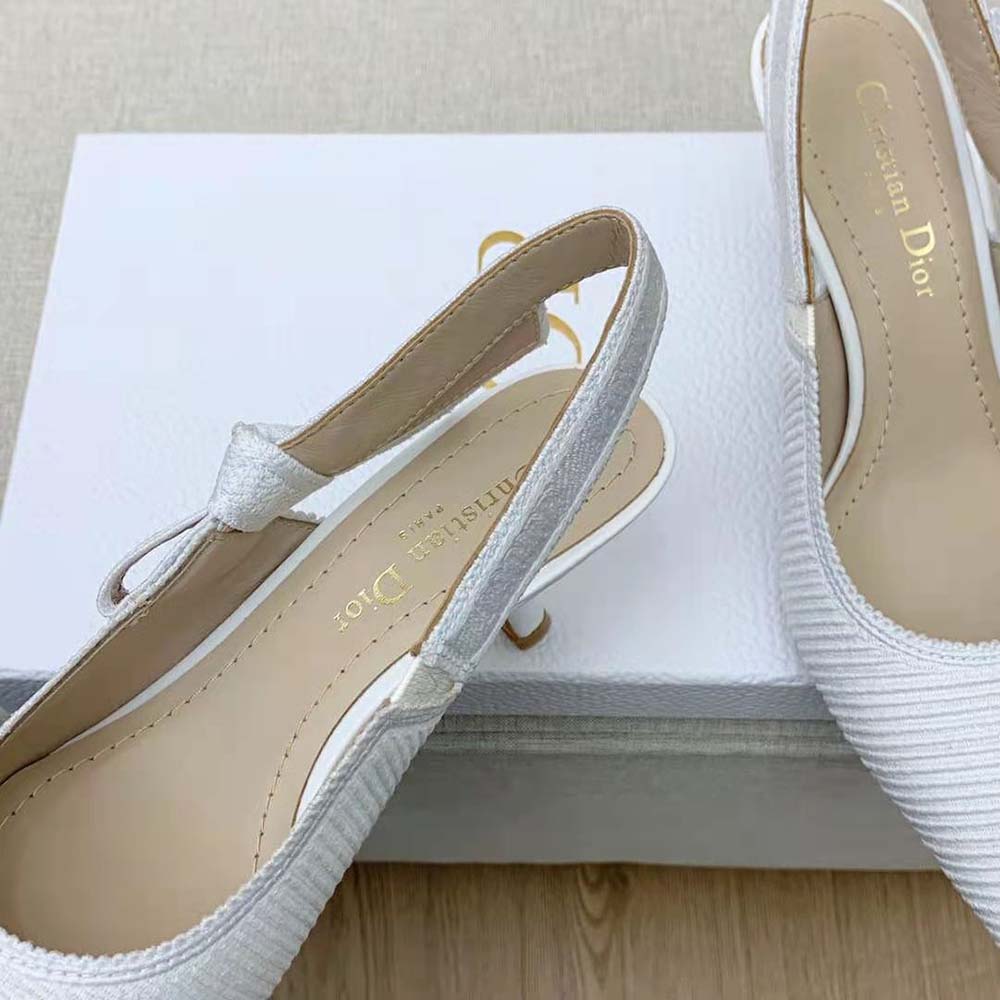 Dior Women J Adior Slingback Pump White Cotton Embroidery - image 9