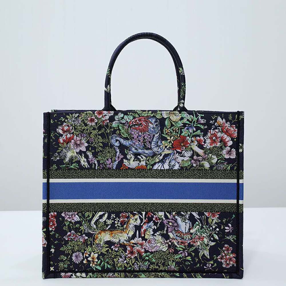 Side view showing structured silhouette of Dior Women Large Dior Book Tote