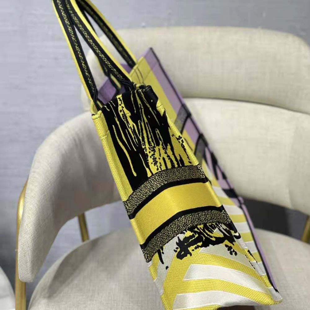 Dior Women Large Dior Book Tote Bright Yellow and Pink D-Jungle Pop Embroidery - image 5
