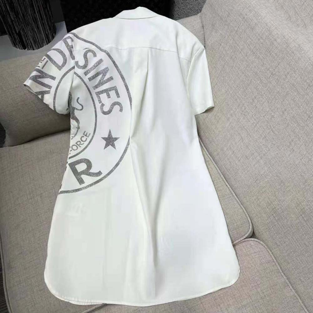 Side profile showing silhouette of Dior Women Long Blouse in white