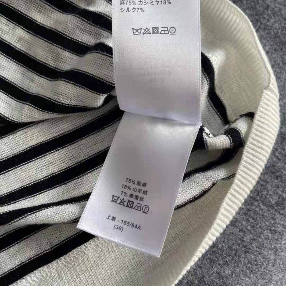 Dior Women Marinière Short-Sleeved Sweater White Linen Cashmere and Silk Knit - image 10