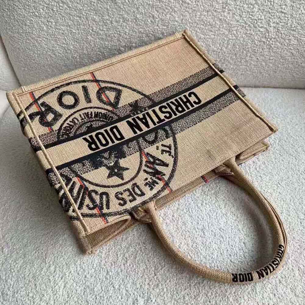 Dior Women Medium Dior Book Tote Beige Jute Canvas Embroidered with Dior Union Motif - image 5
