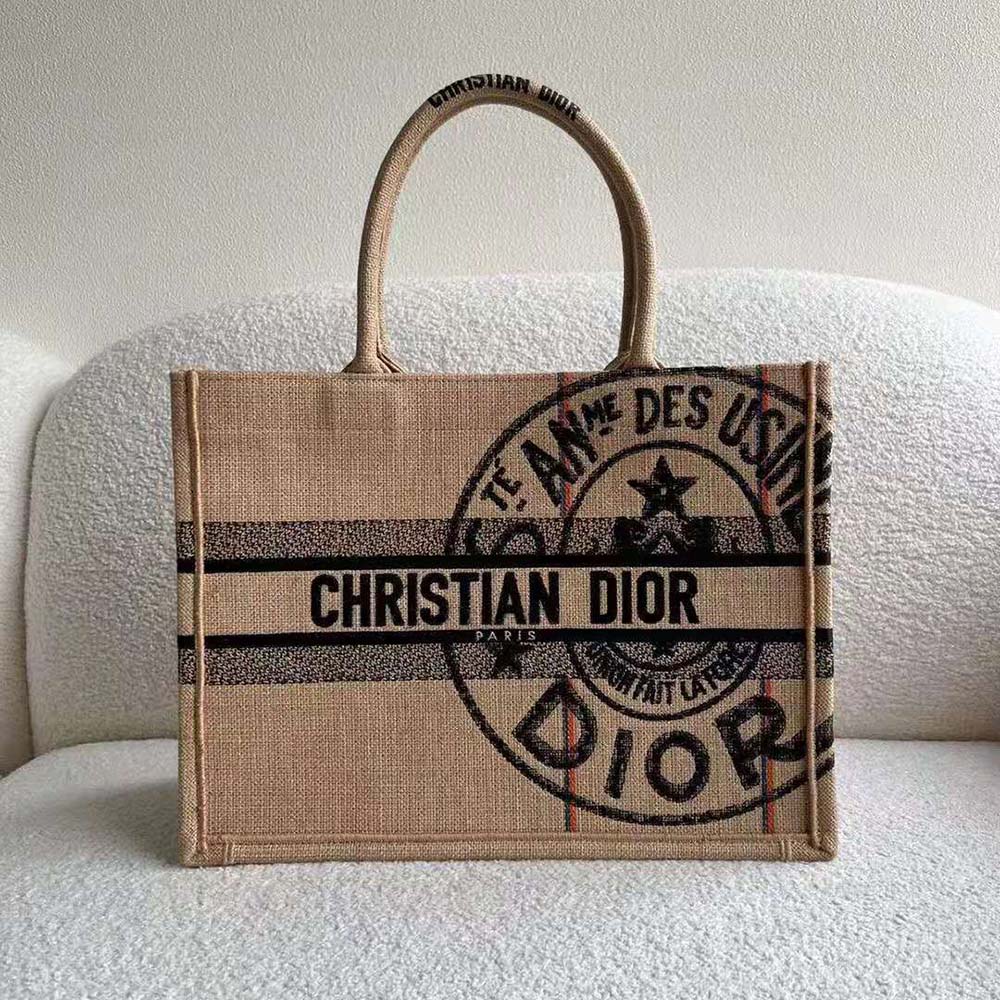 Close-up of Dior Union embroidery detail on Dior Women Medium Dior Book Tote