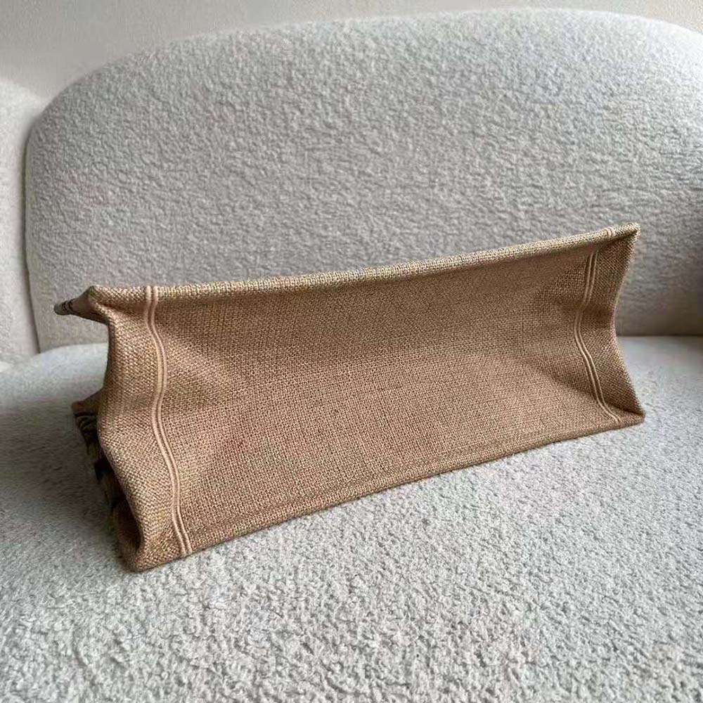 Dior Women Medium Dior Book Tote Beige Jute Canvas Embroidered with Dior Union Motif - image 6