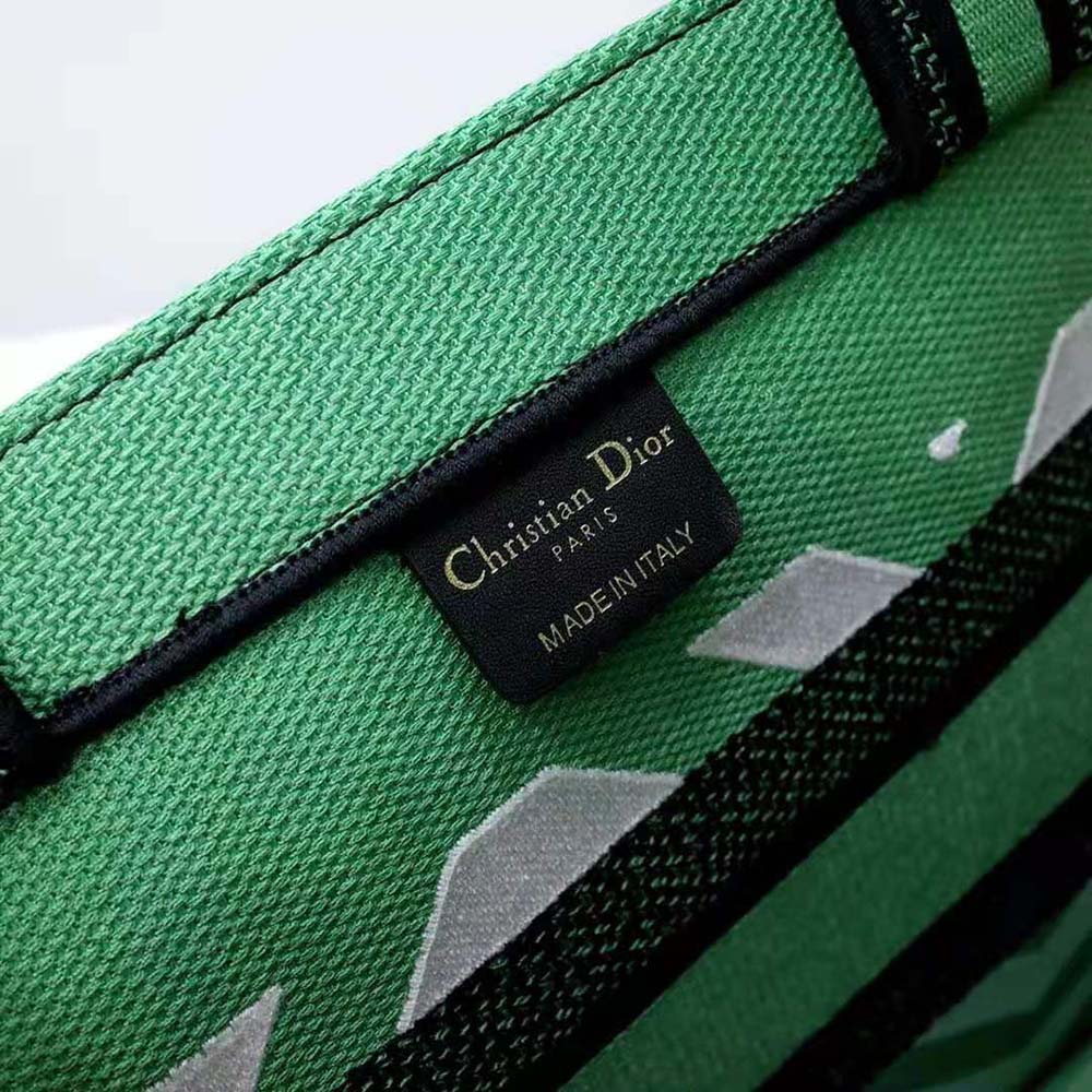 Dior Women Medium Dior Book Tote Bright Green and Orange D-Jungle Pop Embroidery - image 10