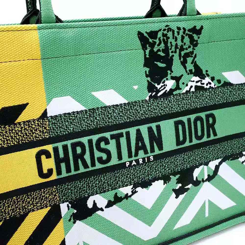 Dior Women Medium Dior Book Tote Bright Green and Orange D-Jungle Pop Embroidery - image 9