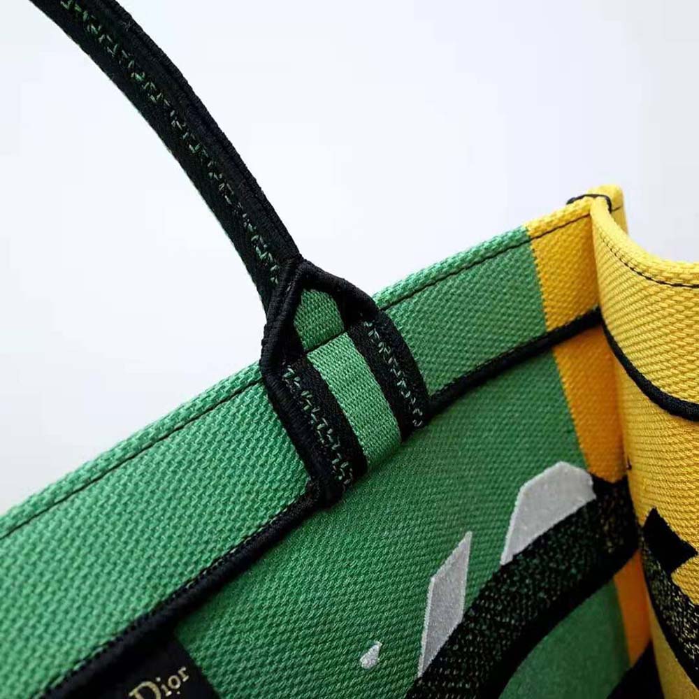 Dior Women Medium Dior Book Tote Bright Green and Orange D-Jungle Pop Embroidery - image 8