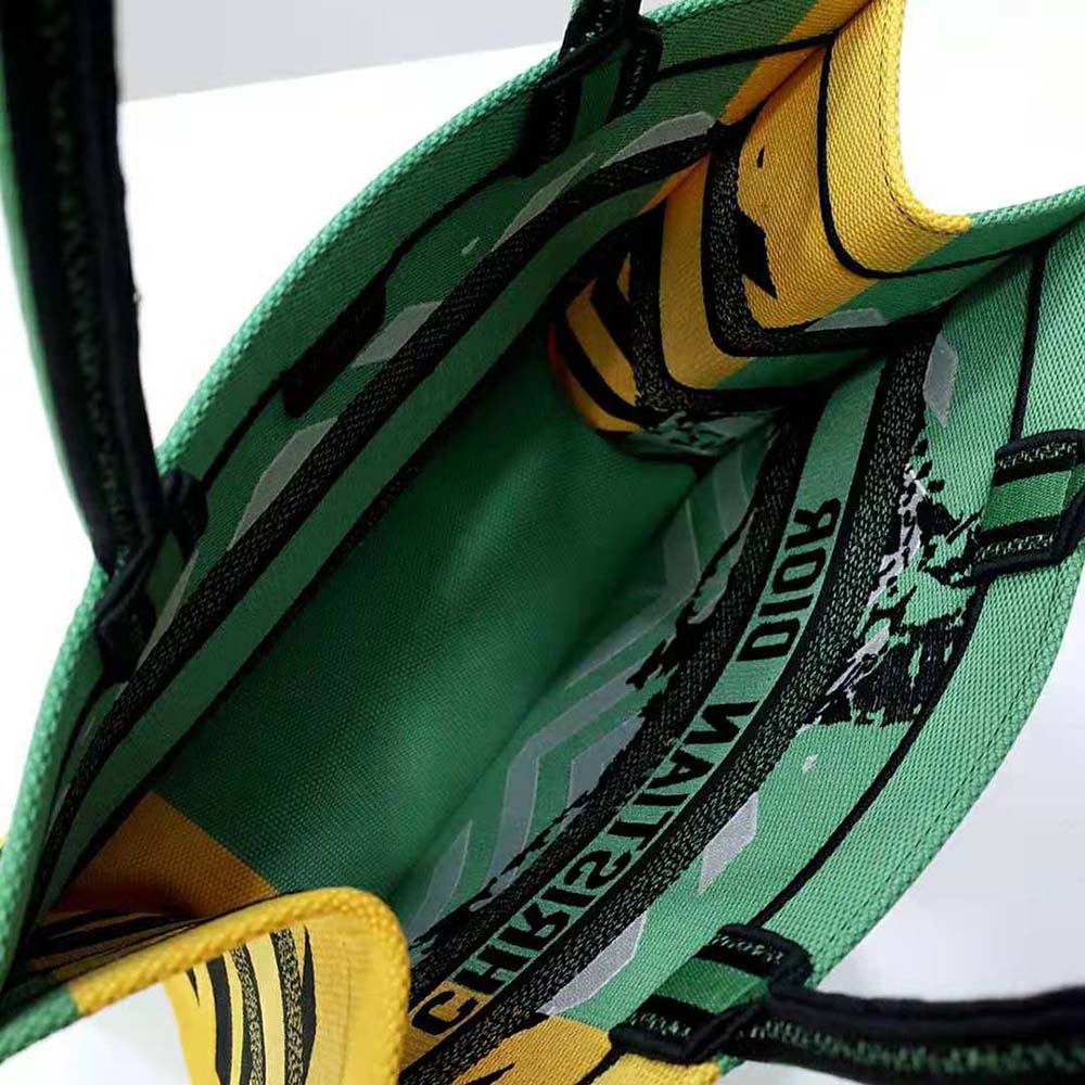 Dior Women Medium Dior Book Tote Bright Green and Orange D-Jungle Pop Embroidery - image 7