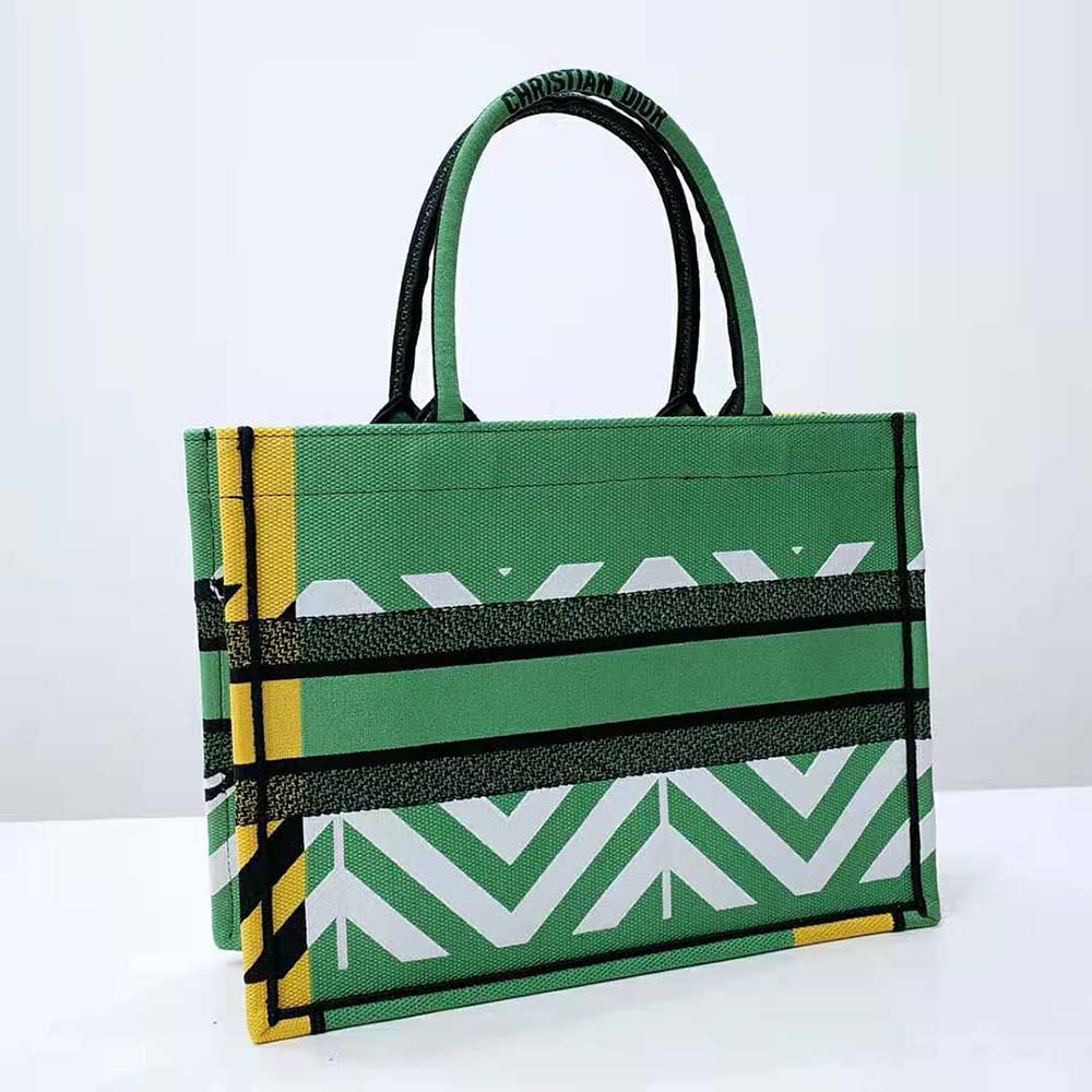 Dior Women Medium Dior Book Tote Bright Green and Orange D-Jungle Pop Embroidery - image 5