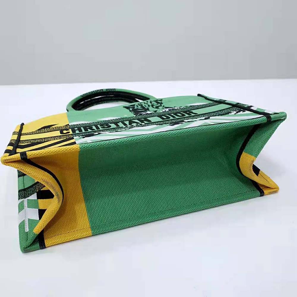 Dior Women Medium Dior Book Tote Bright Green and Orange D-Jungle Pop Embroidery - image 6