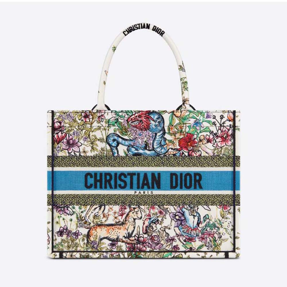 Dior Women Medium Dior Book Tote Latte D-Constellation Embroidery