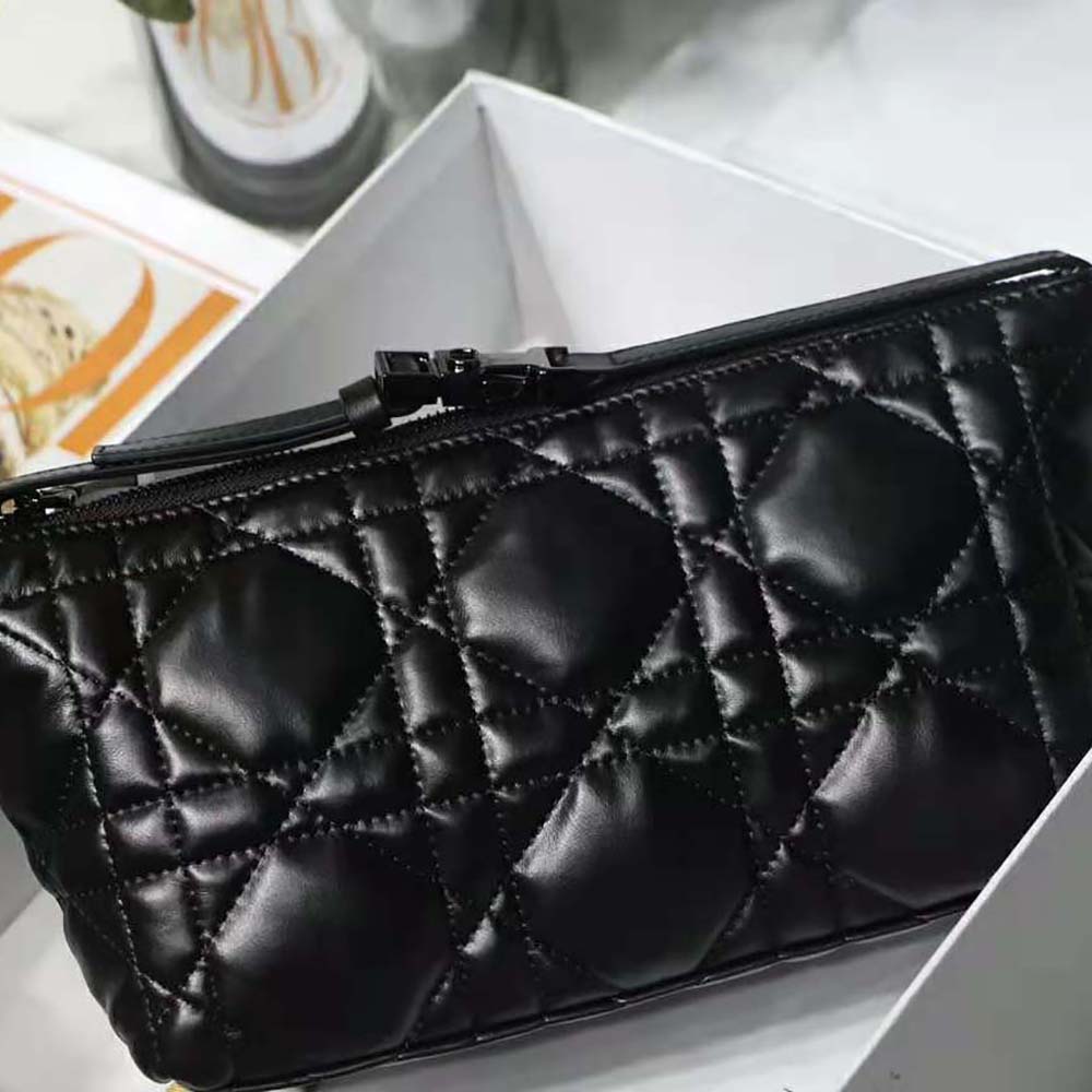 Dior Women Medium Diortravel Nomad Pouch Black Macrocannage Calfskin - image 4