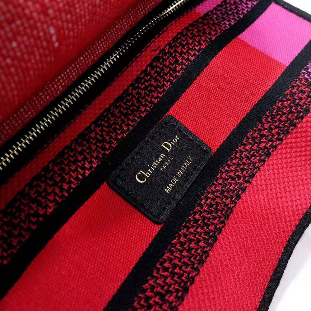 Dior Women Medium Lady D-lite Bag Bright Pink Multicolor D-Flower Pop Embroidery - image 9