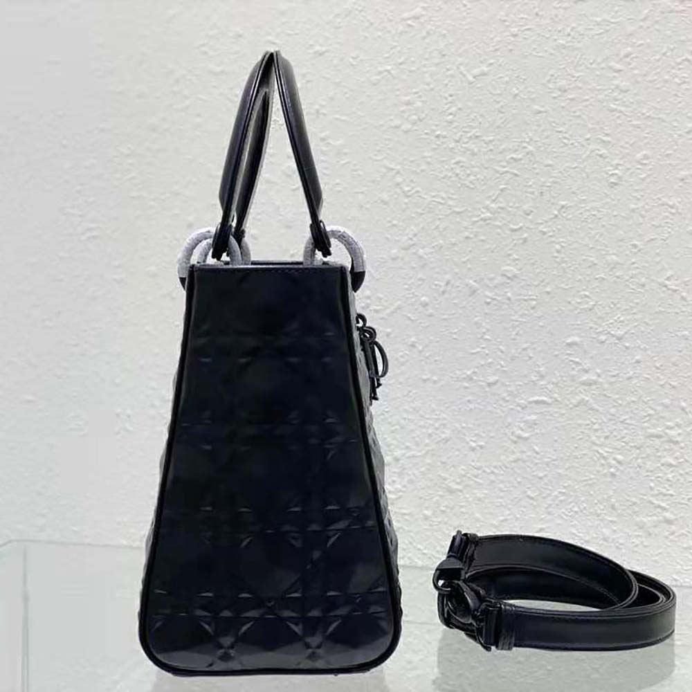 Dior Women Medium Lady Dior Bag Black Cannage Calfskin with Diamond Motif - image 6