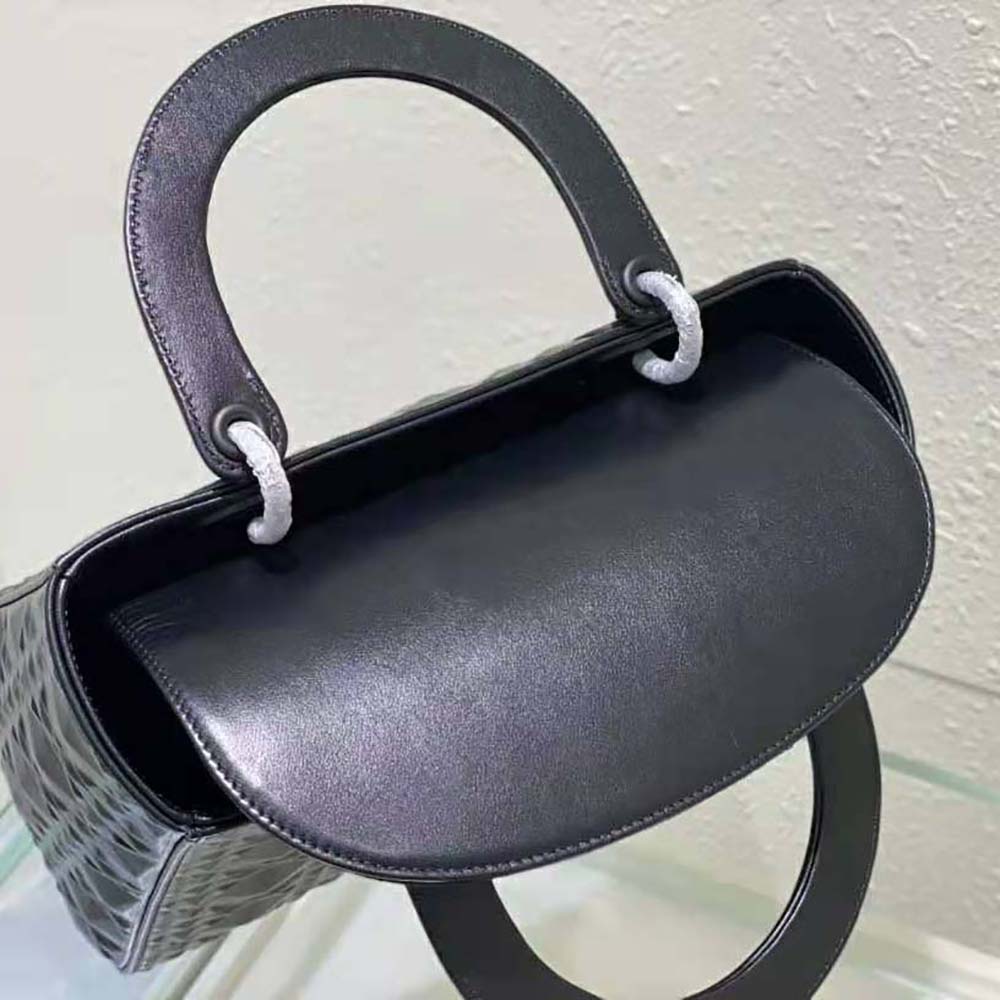 Dior Women Medium Lady Dior Bag Black Cannage Calfskin with Diamond Motif - image 8