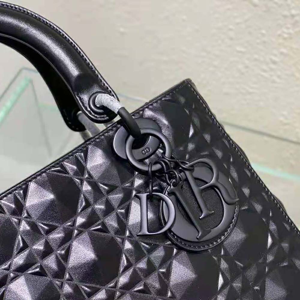 Dior Women Medium Lady Dior Bag Black Cannage Calfskin with Diamond Motif - image 9