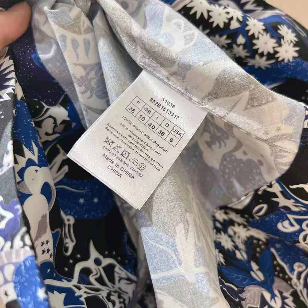 Dior Women Mid-Length Belted Dress Blue Dior Zodiac Fantastico Cotton Poplin - image 9