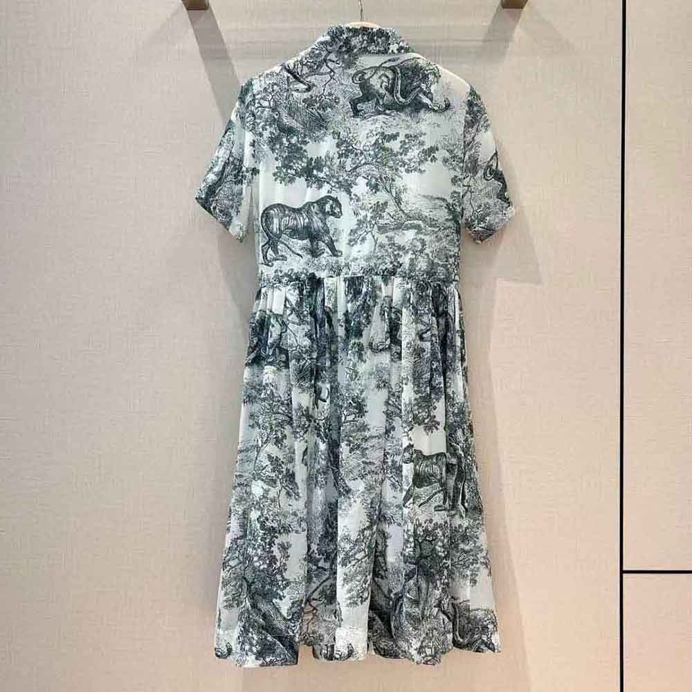 Side profile showing silhouette of Dior Women Mid-Length Shirt Dress in cotton voile