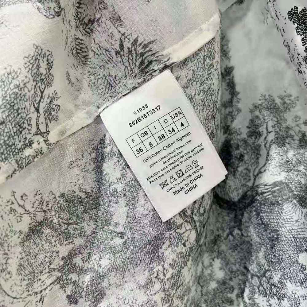 Dior Women Mid-Length Shirt Dress White and Navy Blue Toile de Jouy Cotton Voile - image 9